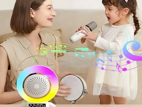 Karaokeanläggning Bluetooth-högtalare med LED och 2 trådlösa mikrofoner