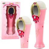 Karaoke-spegel med mikrofon rosa, ljus- och ljudeffekter, USB/MP3