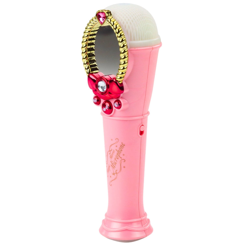Karaoke-spegel med mikrofon rosa, ljus- och ljudeffekter, USB/MP3