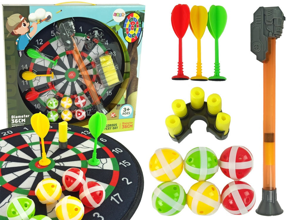 Kardborre darttavla 36 cm set med bollar, pilar och launcher