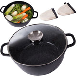 Kastrull 12,6 L med glaslock aromatiser gjuten alu non-stick
