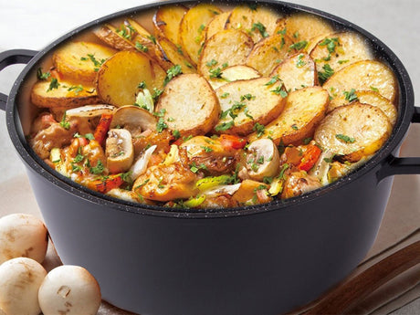 Kastrull 12,6 L med glaslock aromatiser gjuten alu non-stick