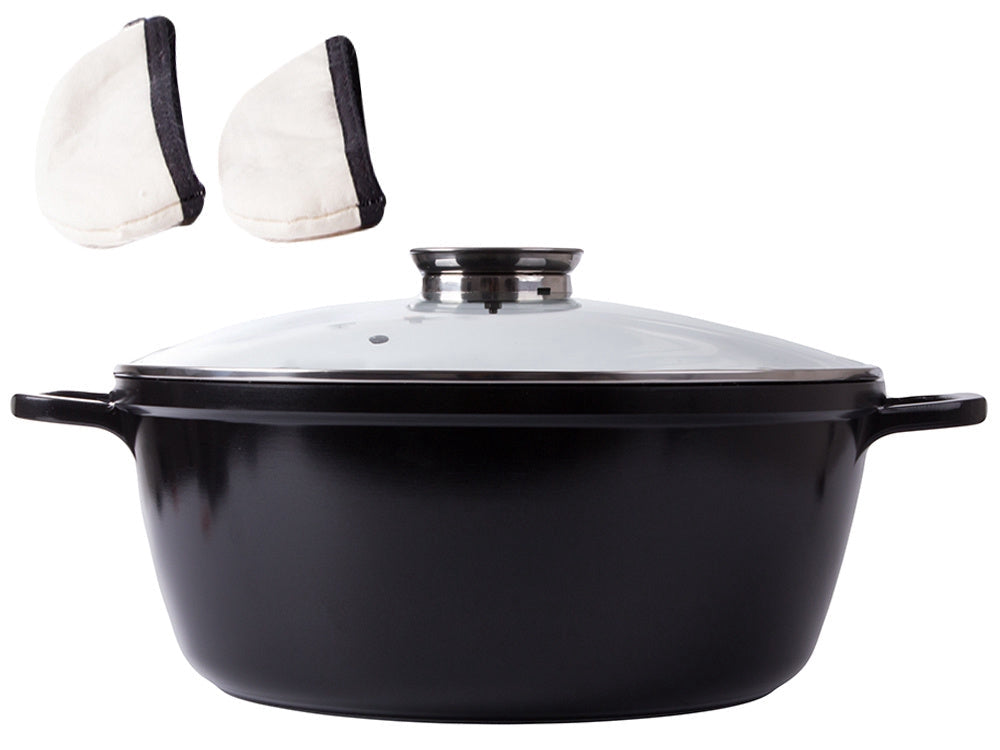 Kastrull 12,6 L med glaslock aromatiser gjuten alu non-stick