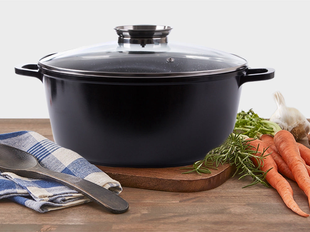Kastrull 12,6 L med glaslock aromatiser gjuten alu non-stick