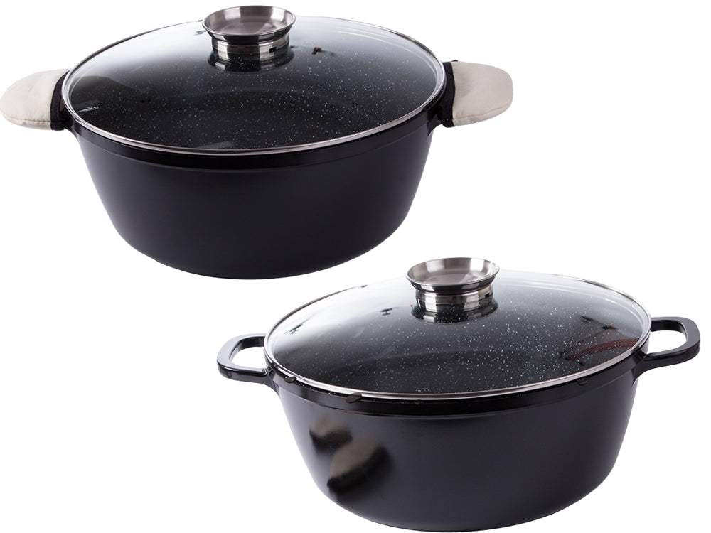 Kastrull 12,6 L med glaslock aromatiser gjuten alu non-stick