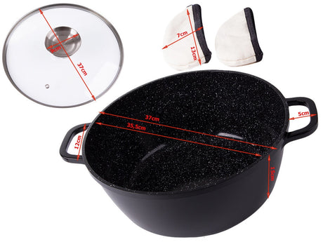 Kastrull 12,6 L med glaslock aromatiser gjuten alu non-stick