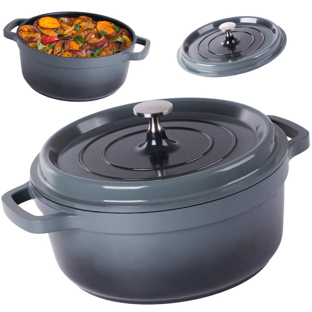 Kastrull med lock 4 L gjuten aluminium non-stick, grå, induktion/ugn