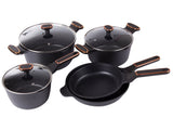 Kastrull- och grytset gjuten aluminium non-stick, för induktion, svart
