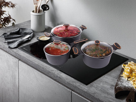 Kastrull- och grytset gjuten aluminium non-stick, för induktion, svart