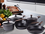 Kastrull- och grytset gjuten aluminium non-stick, för induktion, svart