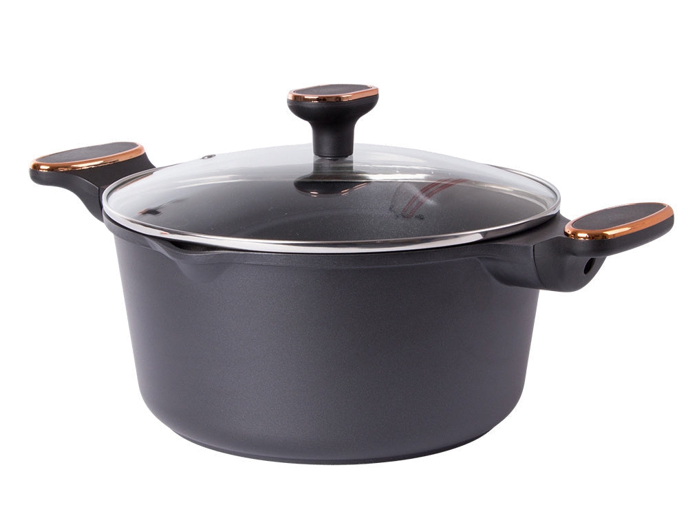 Kastrull- och grytset gjuten aluminium non-stick, för induktion, svart