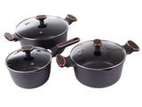Kastrull- och grytset gjuten aluminium non-stick, för induktion, svart