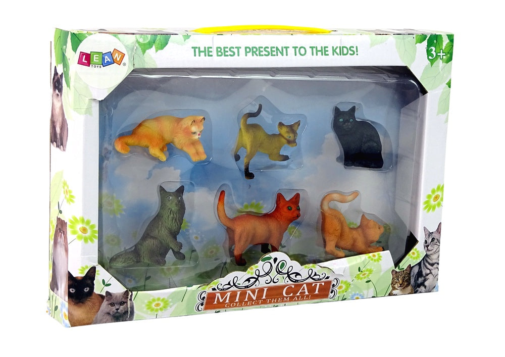 Kattfigurer 6-pack i plast, 6 kattraser, leksak från 3 år