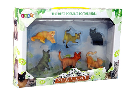 Kattfigurer 6-pack i plast, 6 kattraser, leksak från 3 år