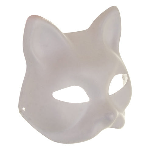 Kattmasker DIY vita i pappersmassa 10-pack med gummiband 17x18 cm
