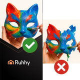 Kattmasker DIY vita i pappersmassa 10-pack med gummiband 17x18 cm