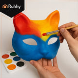 Kattmasker DIY vita i pappersmassa 10-pack med gummiband 17x18 cm