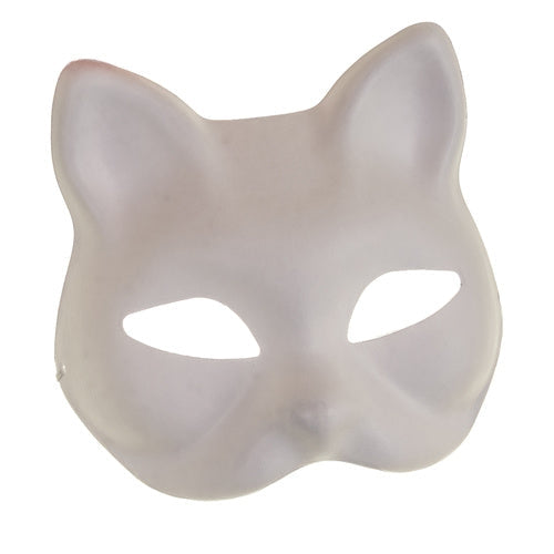 Kattmasker DIY vita i pappersmassa 10-pack med gummiband 17x18 cm