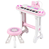 Keyboard för barn 37 tangenter med mikrofonstativ, pall, notställ, MP3
