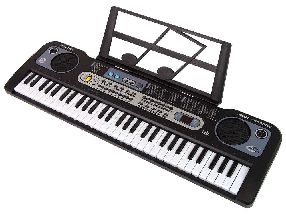 Keyboard för barn med mikrofon, svart 75 cm, ljusande tangenter 3+