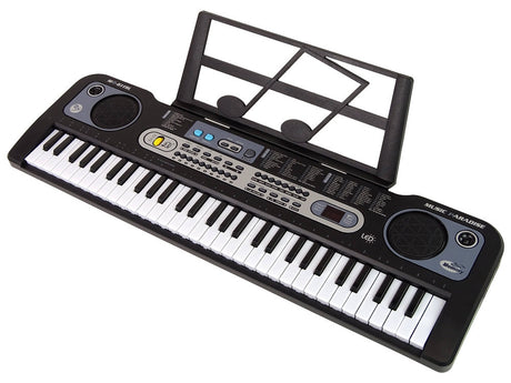 Keyboard för barn med mikrofon, svart 75 cm, ljusande tangenter 3+