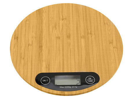 Köksvåg bambu 5 kg 1 g LCD-display 20x20 cm inkl 2x AA