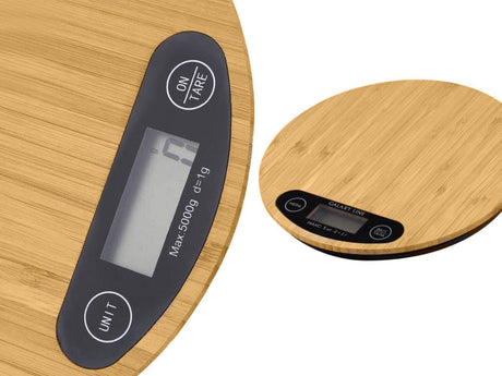 Köksvåg bambu 5 kg 1 g LCD-display 20x20 cm inkl 2x AA