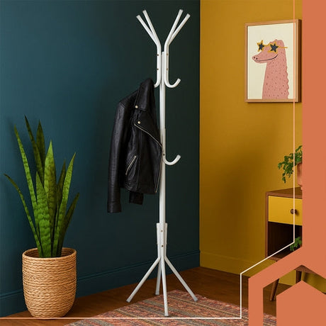 Klädhängare golvmodell metall vit 170 cm 3 nivåer 20 kg