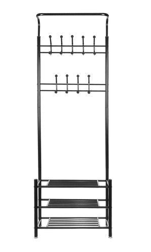 Klädhängare i järnrör 192x65x29 cm med 18 krokar och 3 skohyllor
