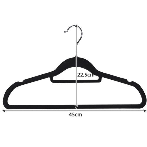 Klädhängare velour svart 20-pack med 360° svängbar krok