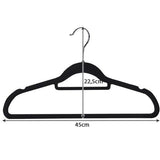 Klädhängare velour svart 20-pack med 360° svängbar krok