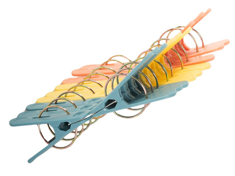 Klädnypor plast med metallfjäder pastell 18-pack 6,5x1,5 cm