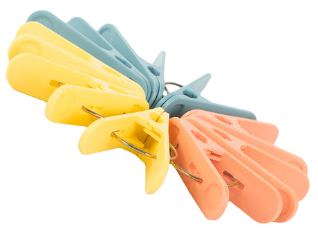 Klädnypor plast med metallfjäder pastell 18-pack 6,5x1,5 cm