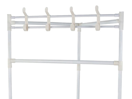 Klädställning hörnmodell med 3 skohyllor och 4 krokar vit 174 cm
