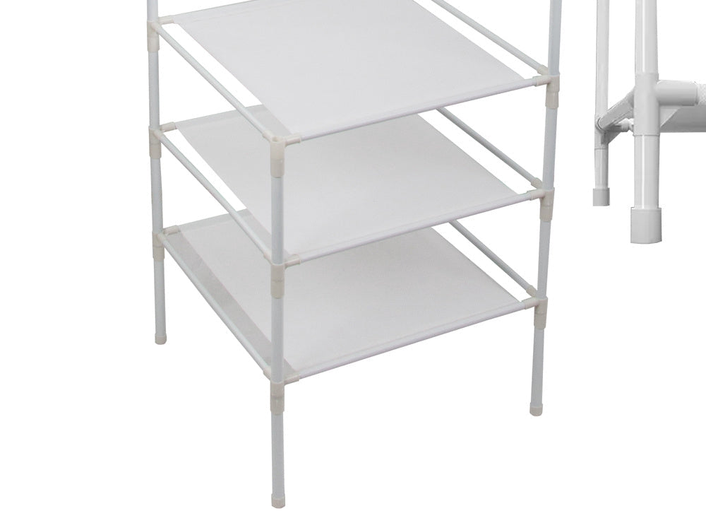 Klädställning hörnmodell med 3 skohyllor och 4 krokar vit 174 cm