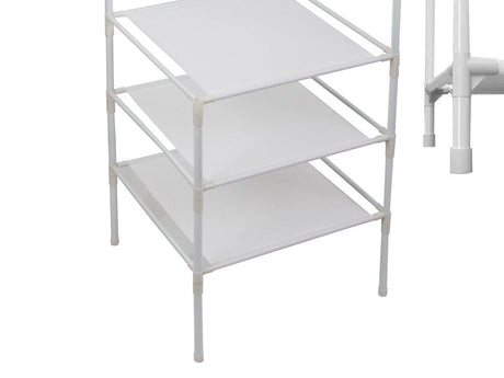 Klädställning hörnmodell med 3 skohyllor och 4 krokar vit 174 cm