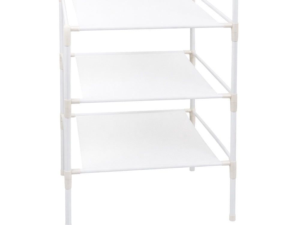 Klädställning hörnmodell med 3 skohyllor och 4 krokar vit 174 cm