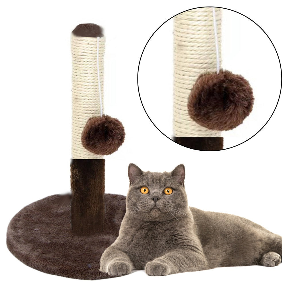Klösträd katt 40 cm lågt med sisalrep och hängande rep mörkbrun