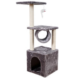 Klösträd katt XL 107 cm med hus, tunnel och plattformar sisal/plysch