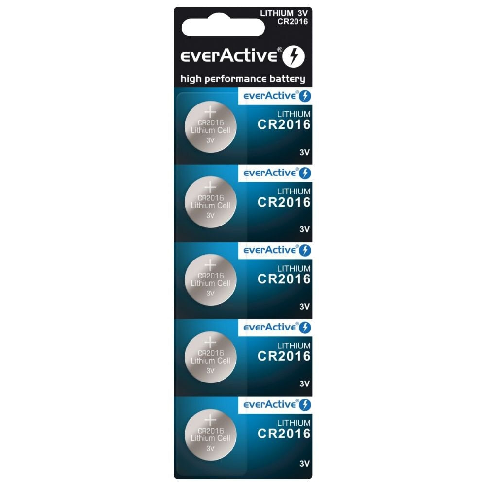 Knappcellsbatteri CR2016 litium 3V 5-pack blister