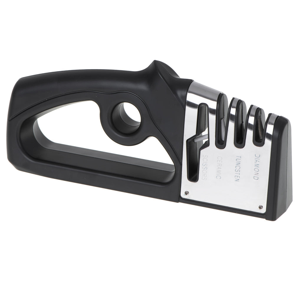 Knivslipare 4-i-1 trestegs V-slipning med halkfri bas 22x10x4 cm