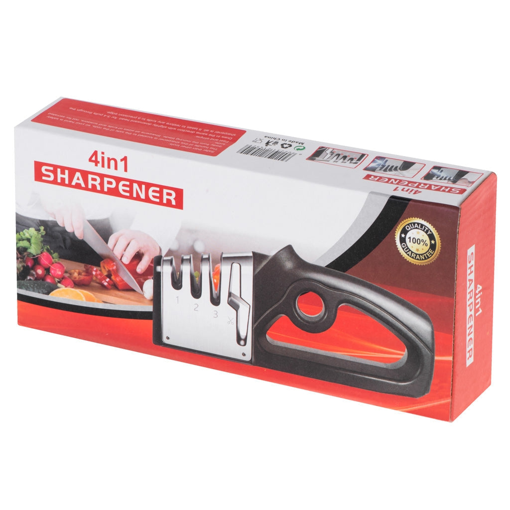 Knivslipare 4-i-1 trestegs V-slipning med halkfri bas 22x10x4 cm