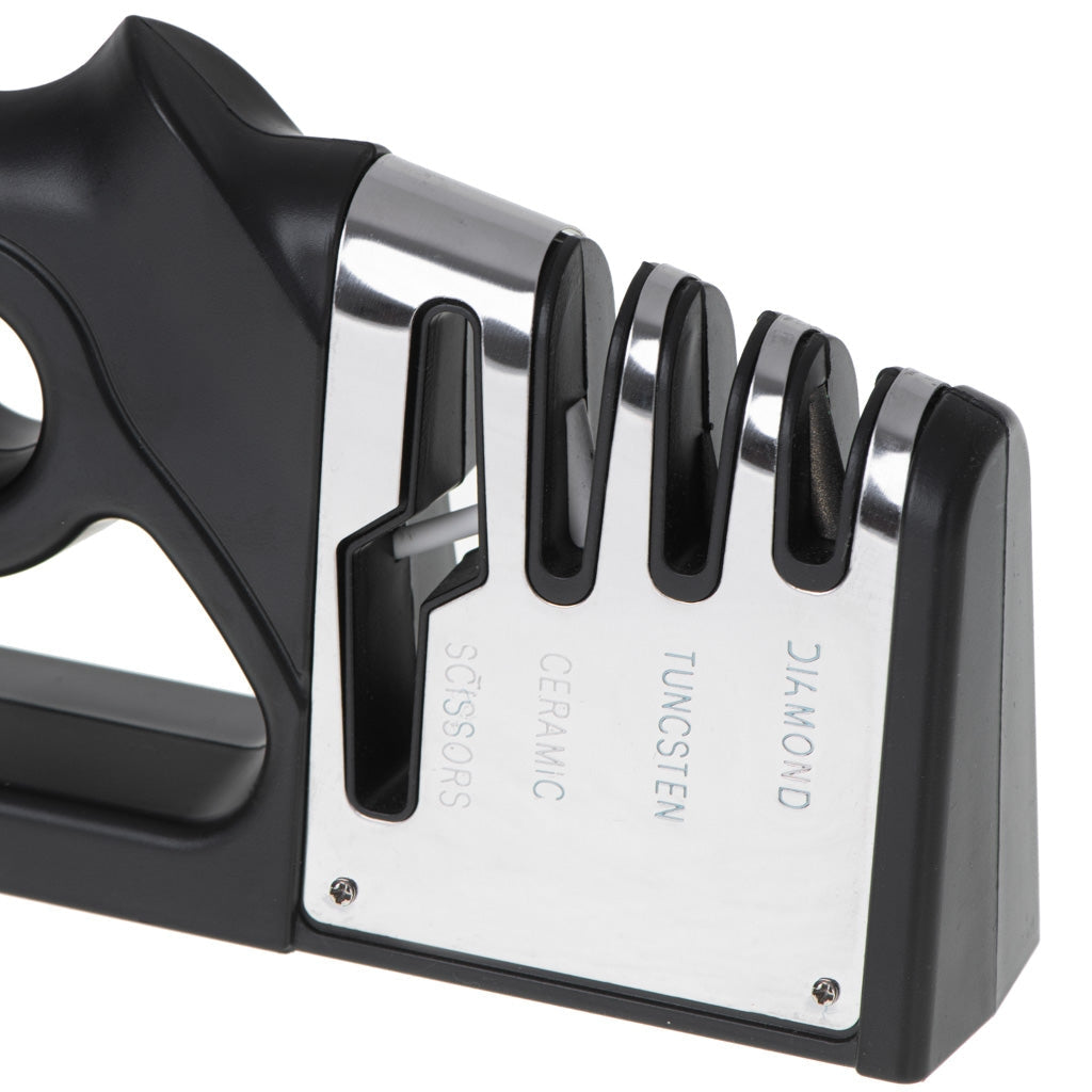 Knivslipare 4-i-1 trestegs V-slipning med halkfri bas 22x10x4 cm