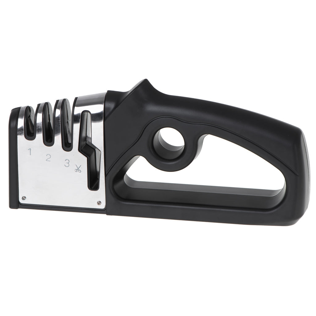Knivslipare 4-i-1 trestegs V-slipning med halkfri bas 22x10x4 cm