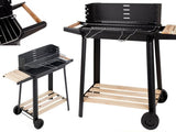 Kolgrill med justerbart grillgaller 5 nivåer hyllor och hjul 84x78x42