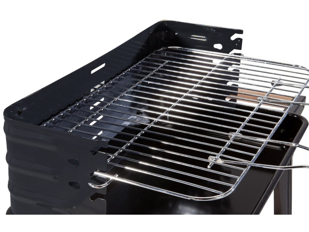 Kolgrill med justerbart grillgaller 5 nivåer hyllor och hjul 84x78x42