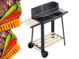 Kolgrill med justerbart grillgaller 5 nivåer hyllor och hjul 84x78x42