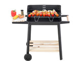 Kolgrill med justerbart grillgaller 5 nivåer hyllor och hjul 84x78x42