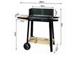 Kolgrill med justerbart grillgaller 5 nivåer hyllor och hjul 84x78x42