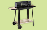 Kolgrill med justerbart grillgaller 5 nivåer hyllor och hjul 84x78x42